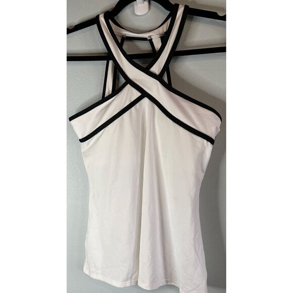 NWOT Fabletics Chicago White/Black High Neck Active Wear Tank XS - Picture 3 of 8